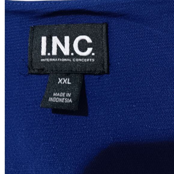 INC Blouse Top 2X Stretch Surplice V-Neck Peplum Career Office Event‎ Royal Blue - Picture 5 of 8